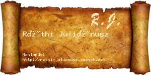 Réthi Juliánusz névjegykártya